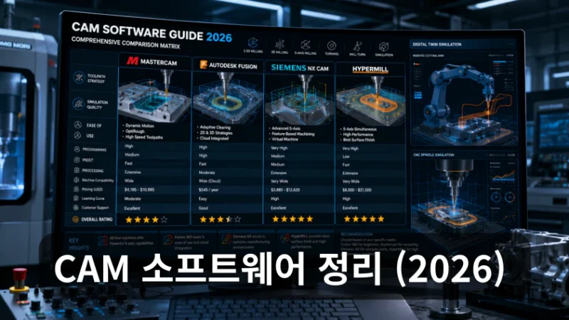 국내에서 쓸 수 있는 CAM 소프트웨어 완전 정리 (2026) — 내게 맞는 프로그램 고르는 법
