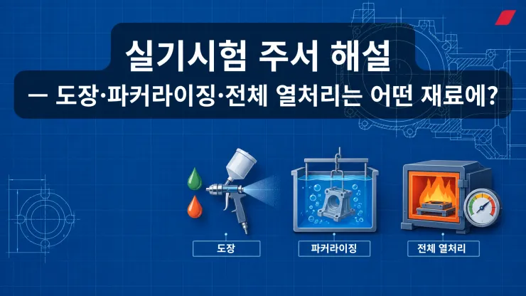 실기시험 주서 해설 — 도장·파커라이징·전체열처리는 어떤 재료에?
