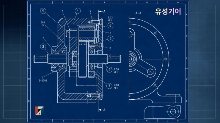 [전산응용기계제도기능사 출제 문제] 유성기어 (감속기)