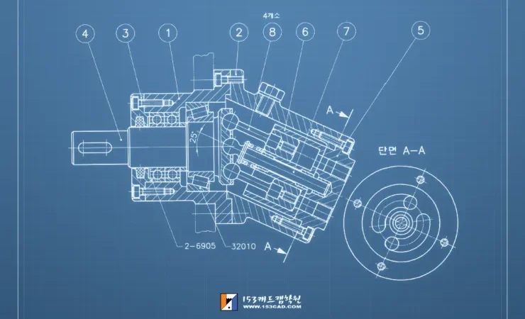 로터리 펌프 투상 연습 – 미끄럼 접촉부 기하공차와 열처리 검토