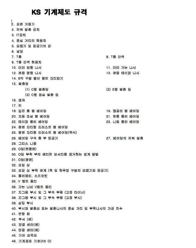 KS 기계제도 규격 이미지