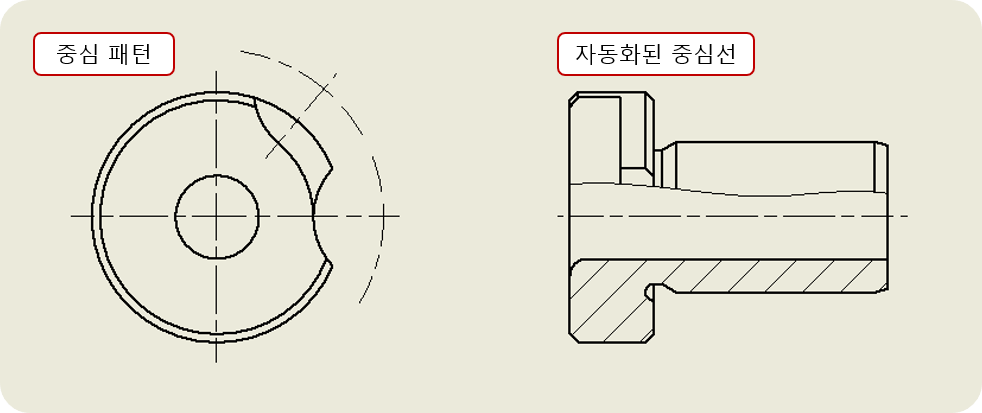 부분 단면 및 중심선