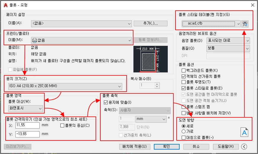 플롯 환경 설정 방향 시퀀스 가이드